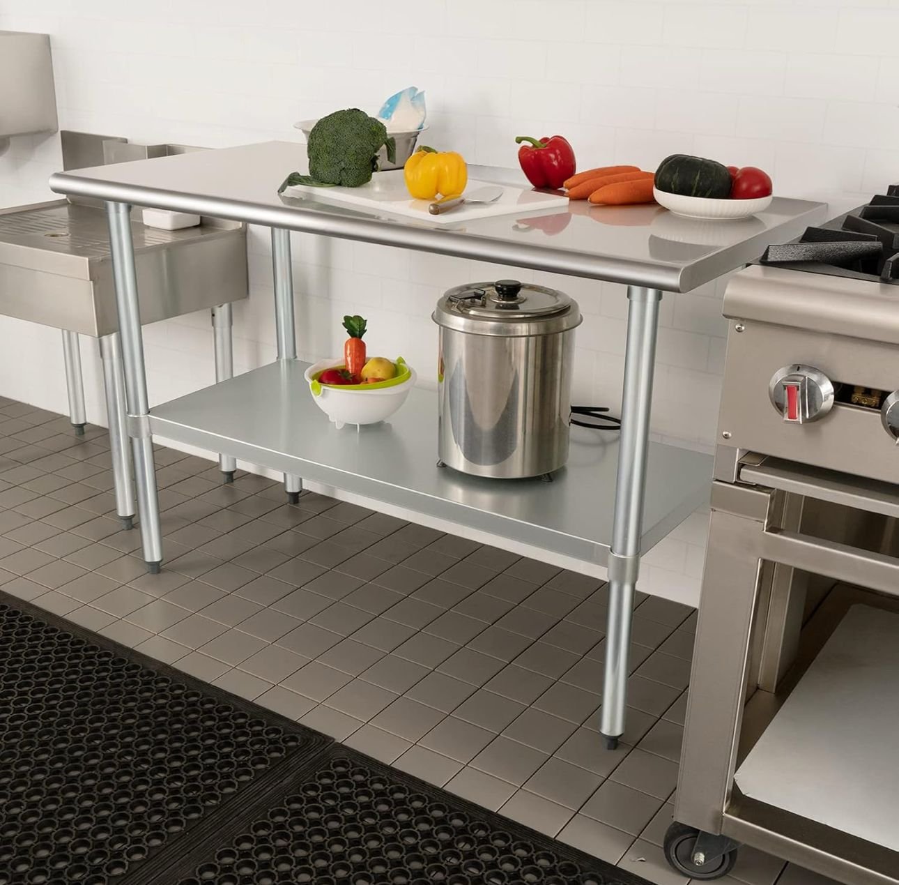 HARDURA 60" x 30" Stainless Steel Commercial Work Table with Adjustable Undershelf - Image 7