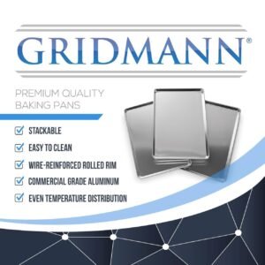 Commercial Aluminum Baking Pans Set - 10 Full-Size Sheets by Gridmann"