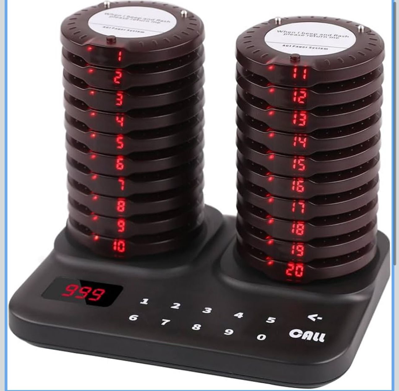Wirelesslinkx Restaurant Pager System – 20-Coaster Beepers with Vibration, Flash, and Buzzer - Image 3