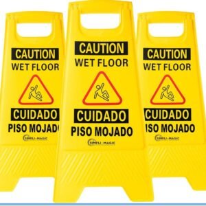 Wet Floor Caution Sign – 3-Pack Bilingual Safety Warning Floor Signs (English/Spanish)
