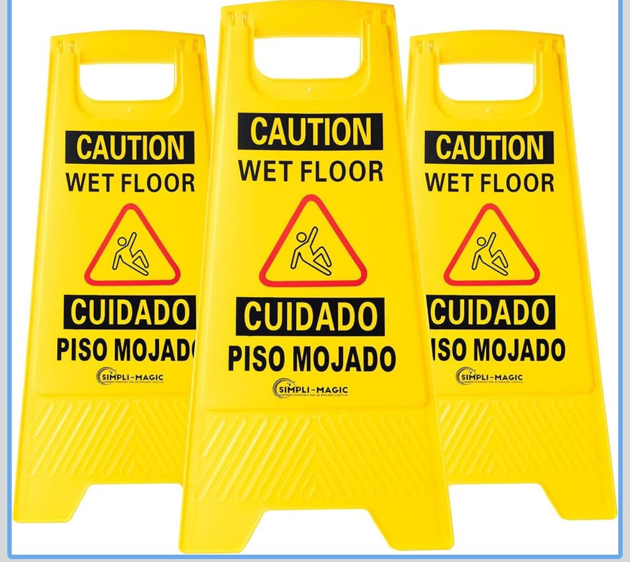 Wet Floor Caution Sign – 3-Pack Bilingual Safety Warning Floor Signs (English/Spanish)